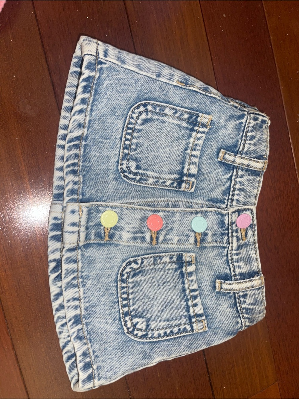 Old Navy Light Blue Denim Skirt with Pastel Buttons